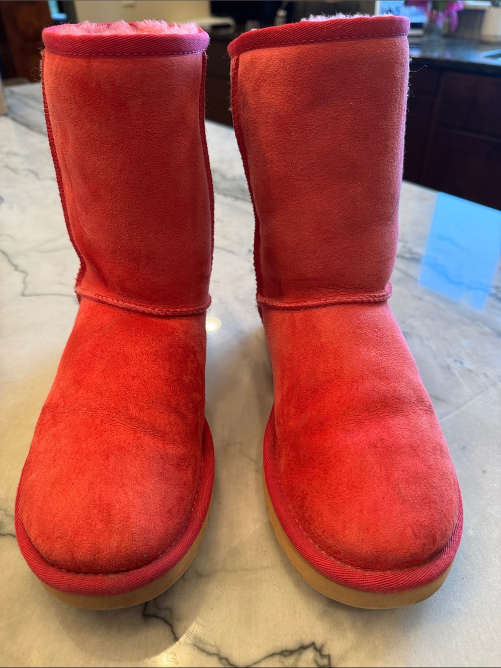 UGG Women's Mid Calf Boots in Red Suede